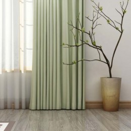Solid Light Green Curtain Made to Measure Curtain Modern Silk Imitation Living Room Bedroom Blackout Fabric