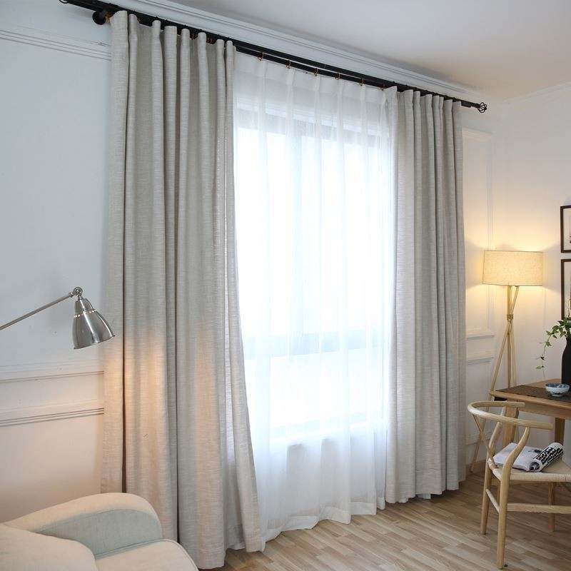 Modern Curtain Made to Measure Curtain Environment Protective Cotton and Linen Living Room Solid Color
