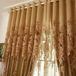 Retro Sheer Curtain Made to Measure Curtain Jacquard Living Room Brown