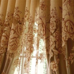 Retro Sheer Curtain Made to Measure Curtain Jacquard Living Room Brown