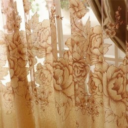 Retro Sheer Curtain Made to Measure Curtain Jacquard Living Room Brown
