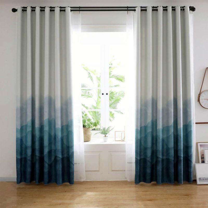 Blue Fog Printed Curtain Made to Measure Curtain Modern Simple Blackout Living Room Bedroom Kid's Fabric