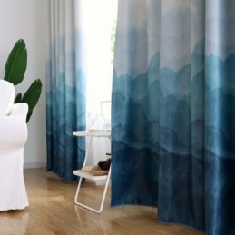Blue Fog Printed Curtain Made to Measure Curtain Modern Simple Blackout Living Room Bedroom Kid's Fabric