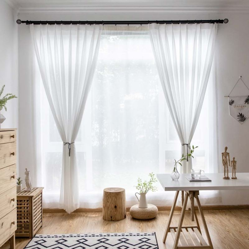 White Chiffon Sheer Curtain Made to Measure Curtain Modern Breathable Living Room Bedroom Nursery Fabric