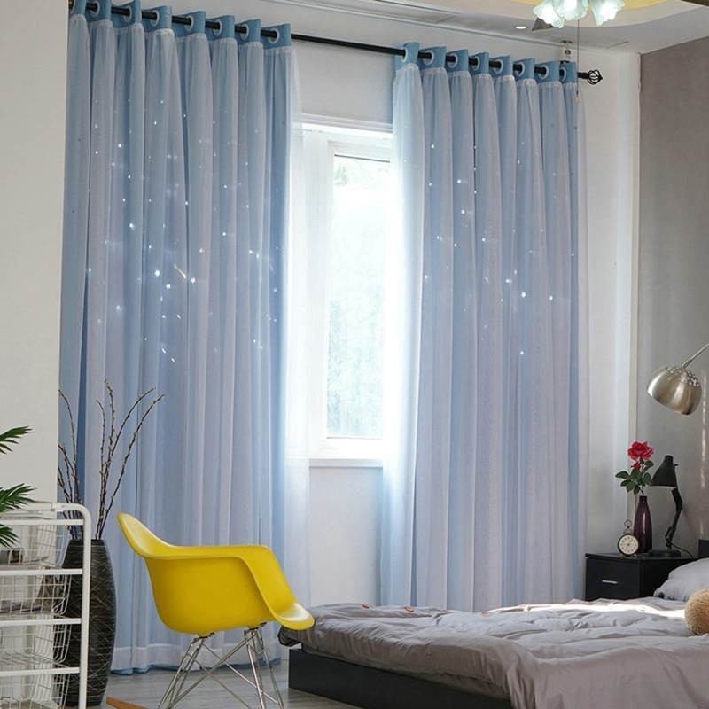 Curtains with Stars Romantic Blackout Window Sheer for Living Room Bedroom