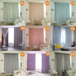 Curtains with Stars Romantic Blackout Window Sheer for Living Room Bedroom