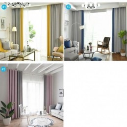 Double Colors Splicing Curtain Made to Measure Curtain Modern Simple Semi Blackout Living Room Bedroom Fabric