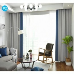 Double Colors Splicing Curtain Made to Measure Curtain Modern Simple Semi Blackout Living Room Bedroom Fabric