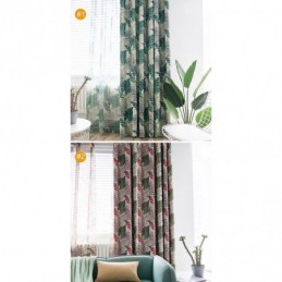 Green Leaf Curtain Made to Measure Curtain Jungle Themed Romantic American Rural Bedroom Living Room Blackout Fabric