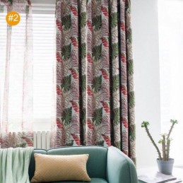 Green Leaf Curtain Made to Measure Curtain Jungle Themed Romantic American Rural Bedroom Living Room Blackout Fabric