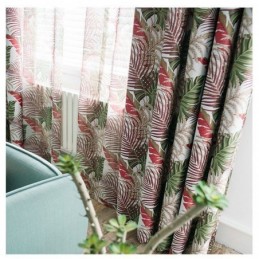 Green Leaf Curtain Made to Measure Curtain Jungle Themed Romantic American Rural Bedroom Living Room Blackout Fabric