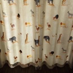Beige Cartoon Pattern Curtain Made to Measure Curtain Lion Giraffe Elephant Children’s Room Curtains