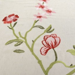 Modern Linen Blackout Curtain Made to Measure Curtain Minimalist Red Flower Embroidered