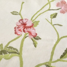 Modern Linen Blackout Curtain Made to Measure Curtain Minimalist Red Flower Embroidered