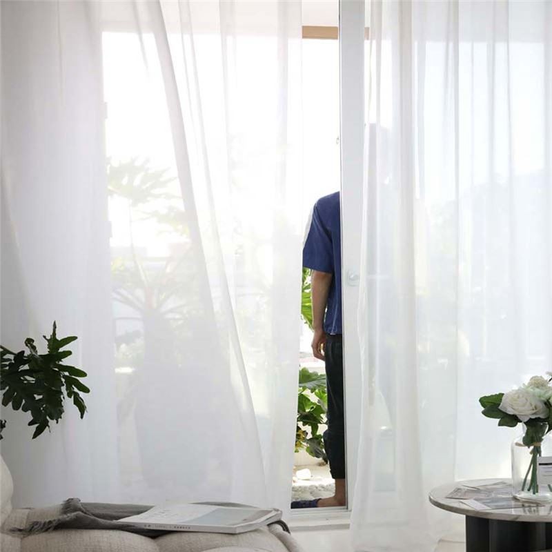 Solid White Sheer Curtain Made to Measure Curtain Modern Simple Living Room Bedroom Study Fabric