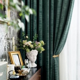 Velvet Max Blackout Curtain Made to Measure Curtain Malachite Green Solid Color Bedroom