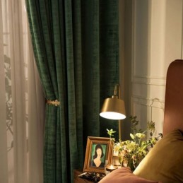 Velvet Max Blackout Curtain Made to Measure Curtain Malachite Green Solid Color Bedroom