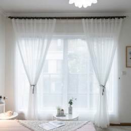 White Breathable Sheer Curtain Made to Measure Curtain Modern Simple Living Room Bedroom Study Fabric