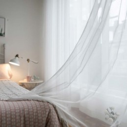 White Breathable Sheer Curtain Made to Measure Curtain Modern Simple Living Room Bedroom Study Fabric