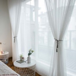 White Breathable Sheer Curtain Made to Measure Curtain Modern Simple Living Room Bedroom Study Fabric