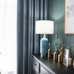 Solid Blue Blackout Curtain Made to Measure Curtain Modern Simple Living Room Bedroom Fabric