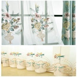 Breathable Embroidery Sheer Curtain Made to Measure Curtain American Luxury Window Treatment