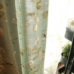 Blackout Curtain Made to Measure Curtain American Pastoral Bird Printing Breathable Window Shade