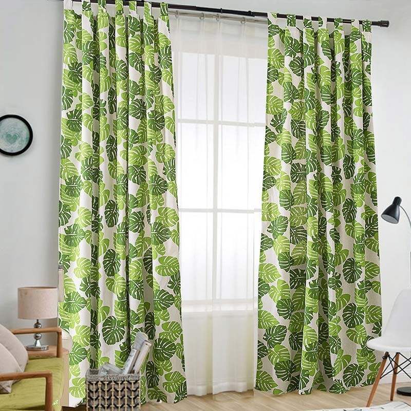 Banana Leaf Printing Curtain Made to Measure Curtain Nordic Style Living Room Bedroom Study Semi Blackout Fabric