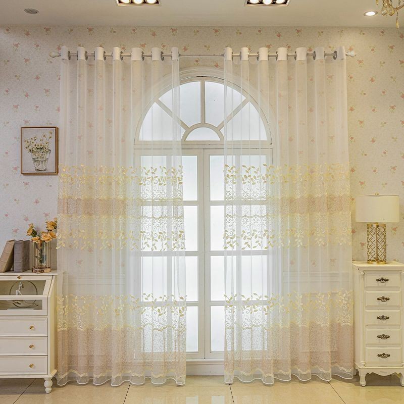 Nordic Sheer Curtain Made to Measure Curtain Vine Embroidery Living Room Bedroom