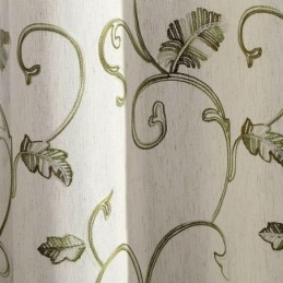 Japanese Style Curtain Made to Measure Curtain Minimalist Green Leaf Embroidered Living Room Bedroom