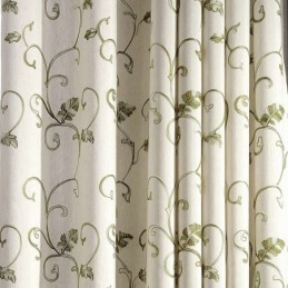 Japanese Style Curtain Made to Measure Curtain Minimalist Green Leaf Embroidered Living Room Bedroom