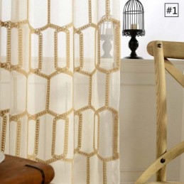 Honeycomb Embroidery Sheer Curtain Made to Measure Curtain American Abstract Living Room Bedroom Fabric