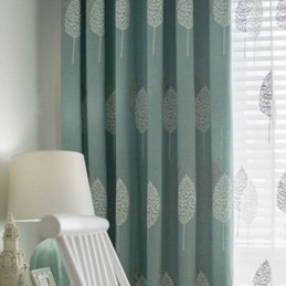 Nordic Curtain Made to Measure Curtain Cotton Linen Minimalist Leaf Embroidery