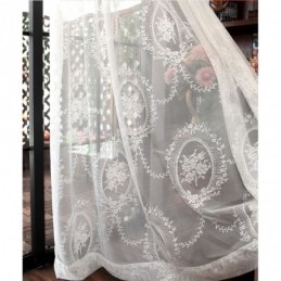 European Style Sheer Curtain Made to Measure Curtain Panel Lace Rose & Mirror Voile Balcony Bay Window One