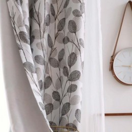 Simple Leaf Printed Curtain Made to Measure Curtain Nordic Style Grey Living Room Bedroom Study Fabric