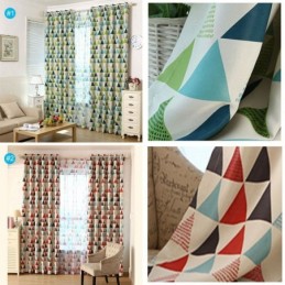 Nordic Geometry Curtain Made to Measure Curtain Green Triangle Living Room Bedroom Fabric