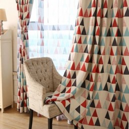 Nordic Geometry Curtain Made to Measure Curtain Green Triangle Living Room Bedroom Fabric
