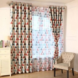 Nordic Geometry Curtain Made to Measure Curtain Green Triangle Living Room Bedroom Fabric