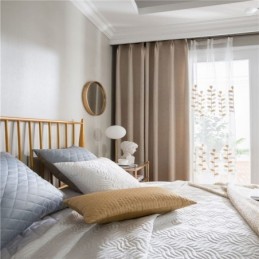 Flax Blackout Curtain Made to Measure Curtain Solid Color Environmental Protection Room Darkening