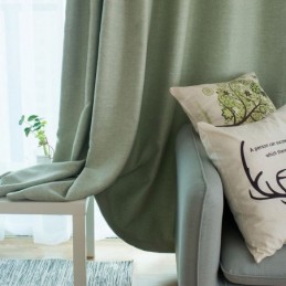 Solid Green Blackout Curtain Made to Measure Curtain Modern Simple Living Room Bedroom Fabric