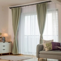 Solid Green Blackout Curtain Made to Measure Curtain Modern Simple Living Room Bedroom Fabric
