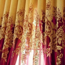 Luxurious Sheer Curtain Made to Measure Curtain Jacquard Yellow Peony Living Room Bedroom Window Treatment