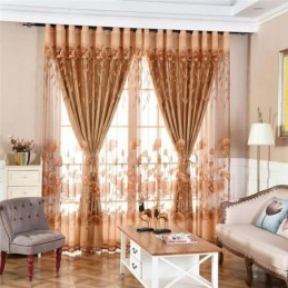 Modern Minimalist Voile Curtain Made to Measure Curtain Brown Jacquard Living Room Window Sheer