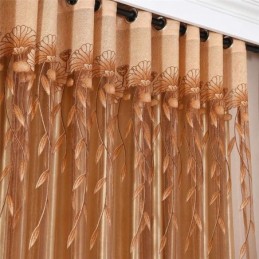 Modern Minimalist Voile Curtain Made to Measure Curtain Brown Jacquard Living Room Window Sheer