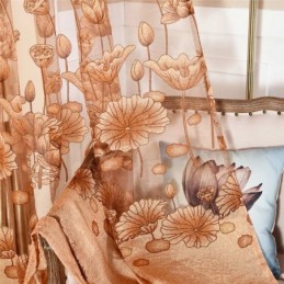 Modern Minimalist Voile Curtain Made to Measure Curtain Brown Jacquard Living Room Window Sheer