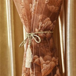 Modern Minimalist Voile Curtain Made to Measure Curtain Brown Jacquard Living Room Window Sheer