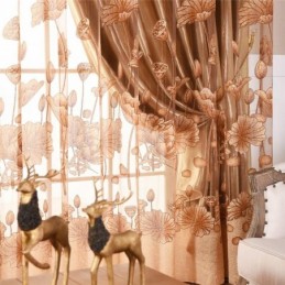 Modern Minimalist Voile Curtain Made to Measure Curtain Brown Jacquard Living Room Window Sheer