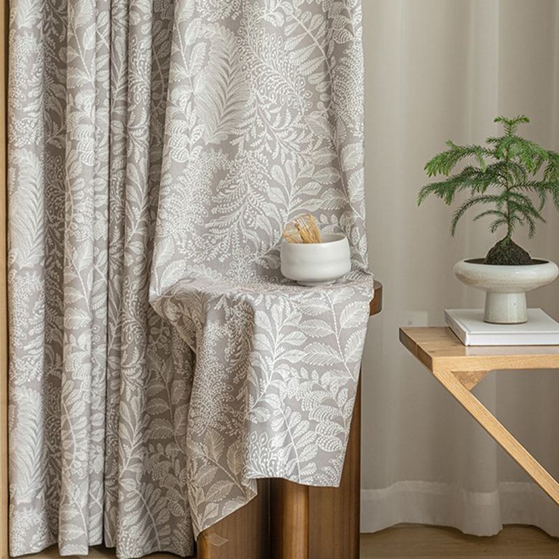Leaf Printed Curtains American Style Polyester