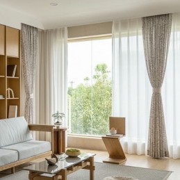 Leaf Printed Curtains American Style Polyester