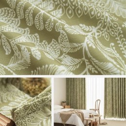 Leaf Printed Curtains American Style Polyester